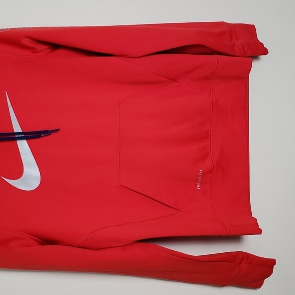 Nike 'just do it' red thermafit hoodie Center check, athletic, lounge, Sz small - Picture 3 of 7